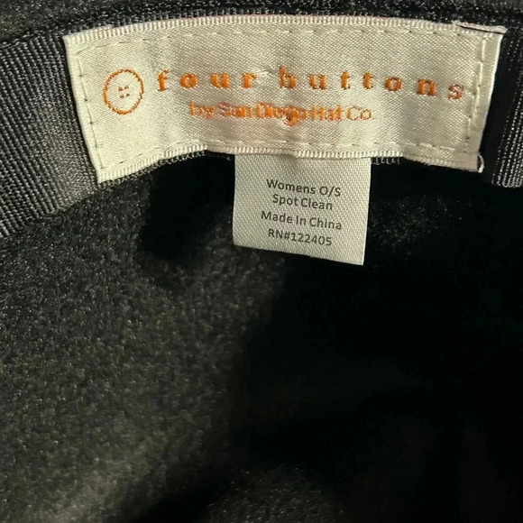 Four Button  Black Classic Solid Plain Felt Fedora Hat, - Picture 4 of 4